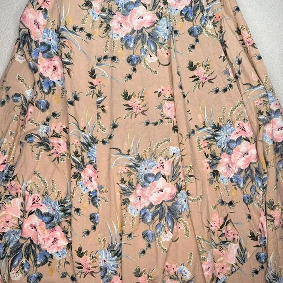 AUGUSTE Dress Size 4 The Label Scarlett Floral Slip Wrap Maxi Blush S/S Summer