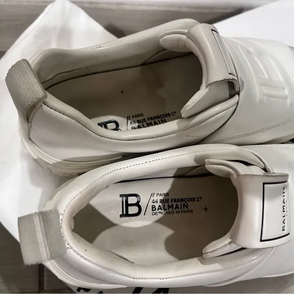 Authentic Balmain White Slip-On Sneakers
