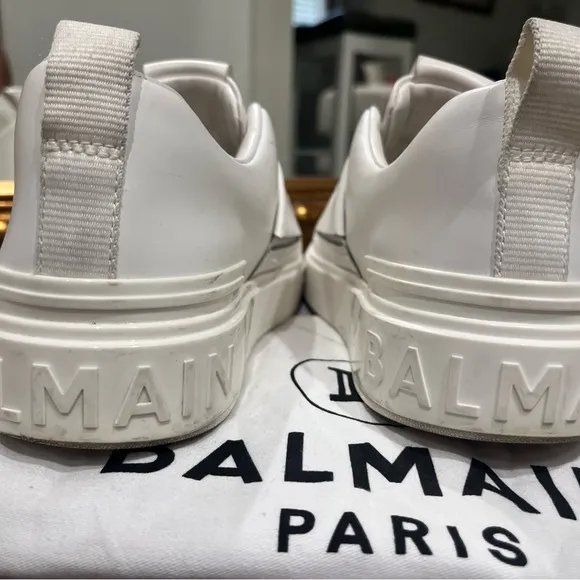 Authentic Balmain White Slip-On Sneakers