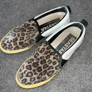 Authentic GOLDEN GOOSE SEASTAR Leopard Suede Slip On Sneakers - Used - Size 37