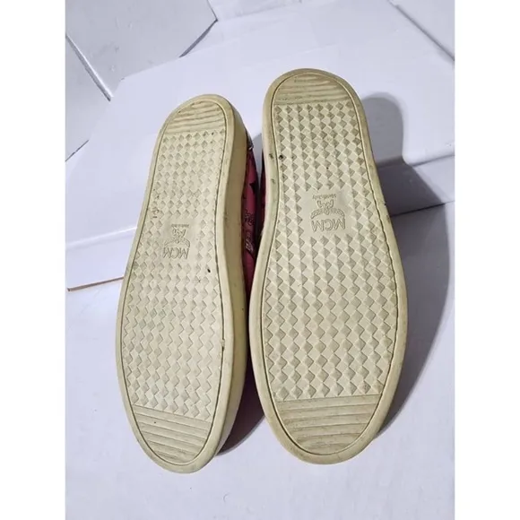 Authentic MCM Visetos Logo Slip-On Sneakers Pink Size 36