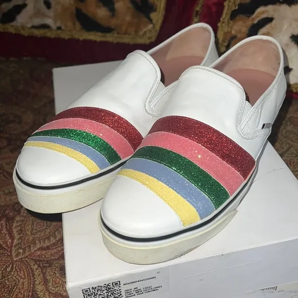 Authentic red Valentino slip on leather sneakers