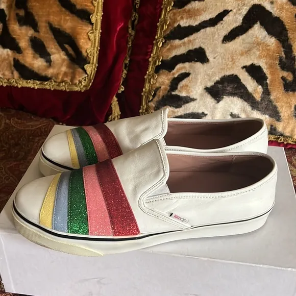 Authentic red Valentino slip on leather sneakers