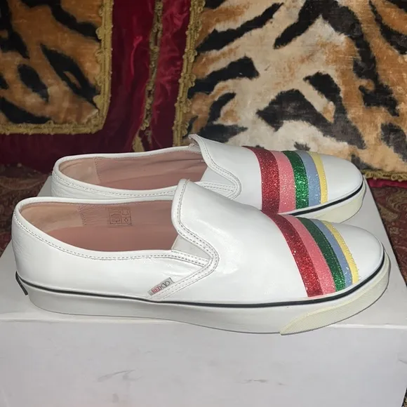 Authentic red Valentino slip on leather sneakers