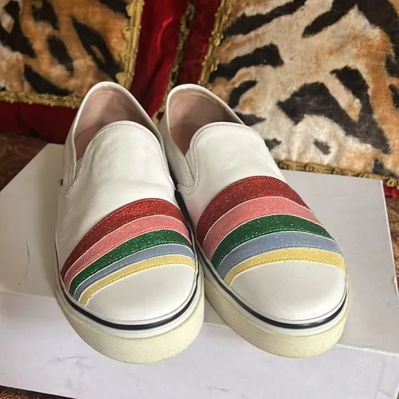 Authentic red Valentino slip on leather sneakers