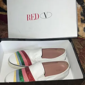 Authentic red Valentino slip on leather sneakers