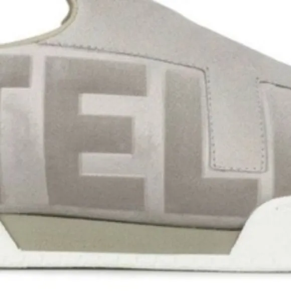 Authentic Stella McCartney Grey Faux Suede Velvet Logo Embossed Slip Sneakers 8