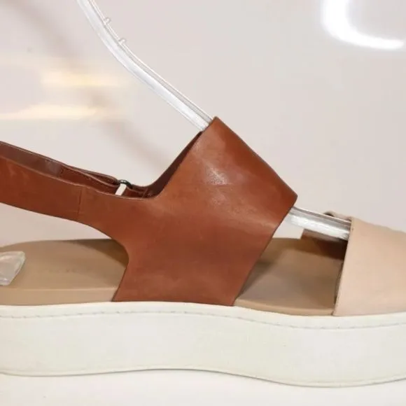 Authentic Vince Womens 9.5 Leather Ankle Strap Sandals Platforms Shoes