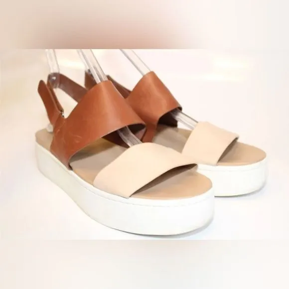 Authentic Vince Womens 9.5 Leather Ankle Strap Sandals Platforms Shoes