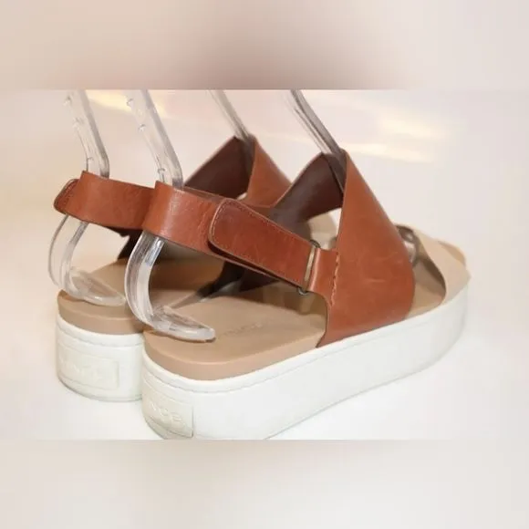 Authentic Vince Womens 9.5 Leather Ankle Strap Sandals Platforms Shoes