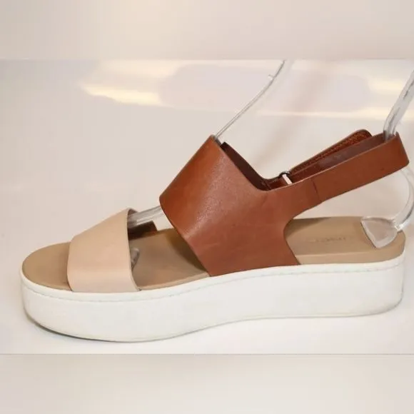 Authentic Vince Womens 9.5 Leather Ankle Strap Sandals Platforms Shoes