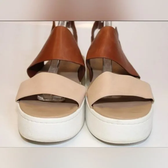 Authentic Vince Womens 9.5 Leather Ankle Strap Sandals Platforms Shoes