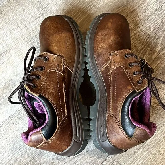 Avenger Oxford A7166‎ Safety Toe Shoes Brown Leather Womens 7.5 UK 5 EU 37.5