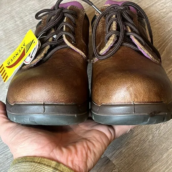 Avenger Oxford A7166‎ Safety Toe Shoes Brown Leather Womens 7.5 UK 5 EU 37.5