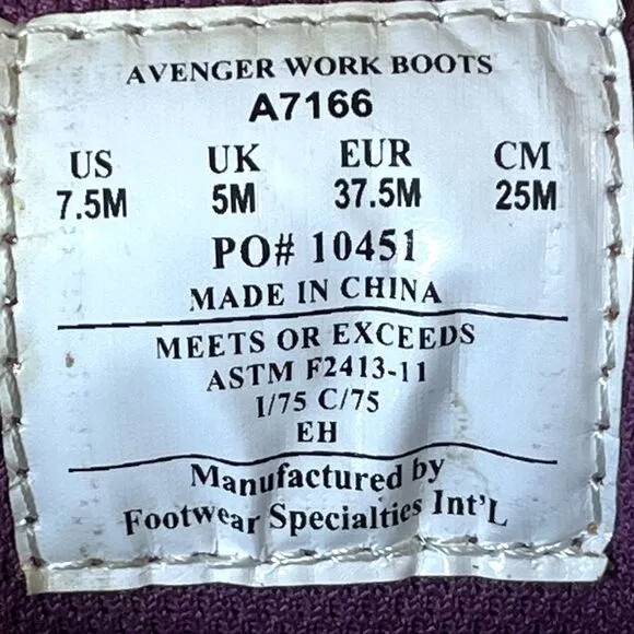 Avenger Oxford A7166‎ Safety Toe Shoes Brown Leather Womens 7.5 UK 5 EU 37.5