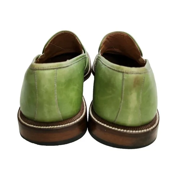 Avventura Mens 8.5 Dress Shoes Loafers Green Leather Handmade in Spain Vintage