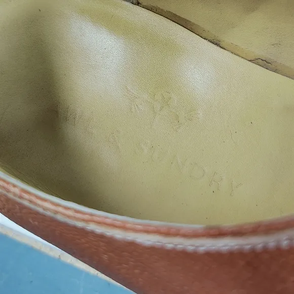 Awl &amp; Sundry Handcrafted Cognac Leather Cap Toe Oxford Lace Up Dress Shoes, 9.5