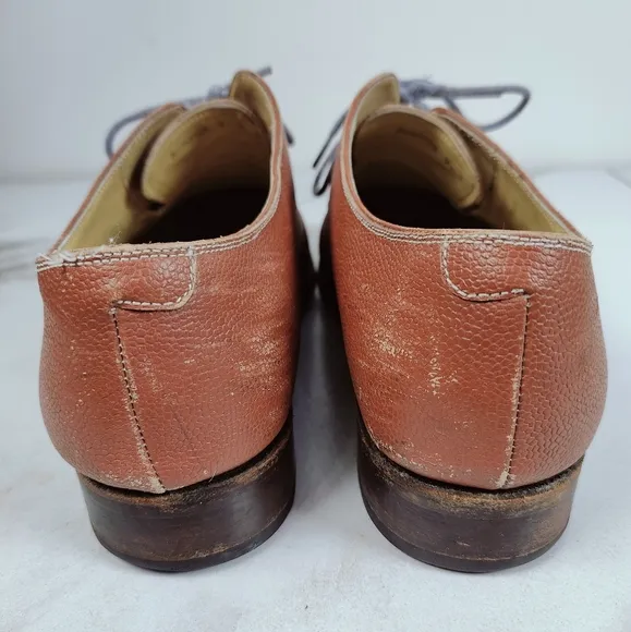 Awl &amp; Sundry Handcrafted Cognac Leather Cap Toe Oxford Lace Up Dress Shoes, 9.5