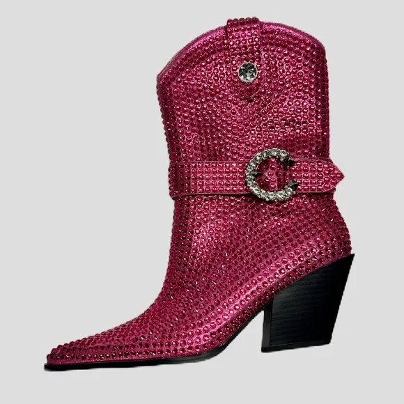 AZALEA WANG NWT SZ 7.5 Pink Embellished Women's Boots