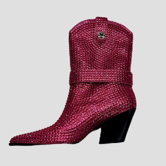 AZALEA WANG NWT SZ 7.5 Pink Embellished Women's Boots