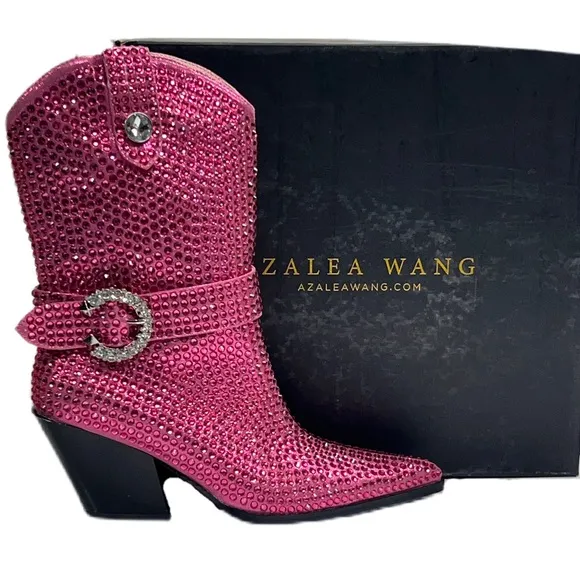 AZALEA WANG NWT SZ 7.5 Pink Embellished Women's Boots