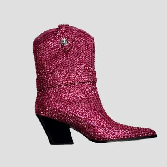 AZALEA WANG NWT SZ 7.5 Pink Embellished Women's Boots