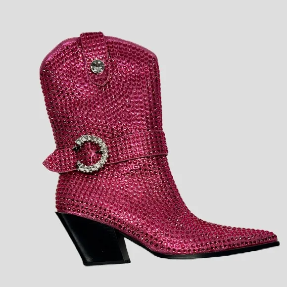 AZALEA WANG NWT SZ 7.5 Pink Embellished Women's Boots