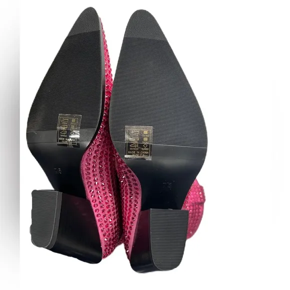 AZALEA WANG NWT SZ 7.5 Pink Embellished Women's Boots