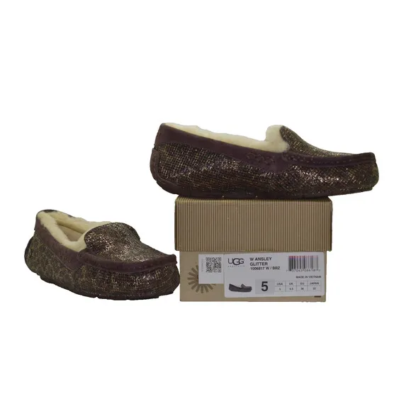 B2 NIB UGG Womens Ansley Glitter Bronze Slippers Shoes Size 5