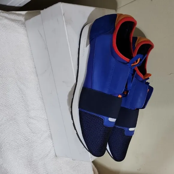 Balenciaga Blue and Black Sneakers with Slip-On Design