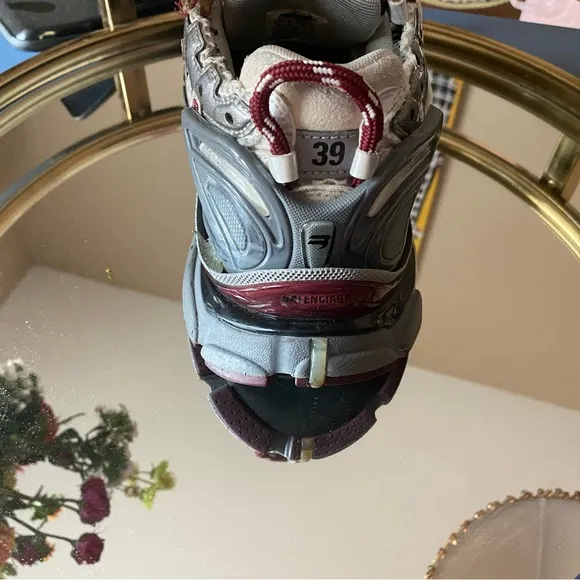 Balenciaga White and Burgundy Sneakers
