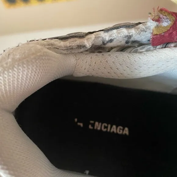 Balenciaga White and Burgundy Sneakers