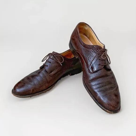 Bally Fasqua Dress Shoes Men's Size 11 D Brown Deerskin Leather Oxford Lace Up