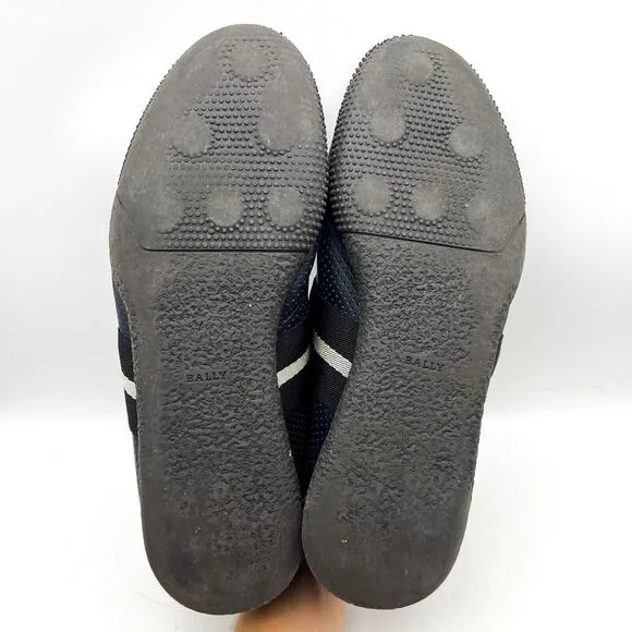 Bally Frenz Leather Lace-Up Sneakers Shoes Perforated Size US 11 Navy‎ Blue