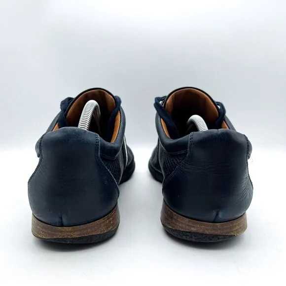 Bally Frenz Leather Lace-Up Sneakers Shoes Perforated Size US 11 Navy‎ Blue