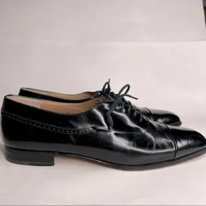 Bally Nino Black Leather cap toe Oxford dress shoes