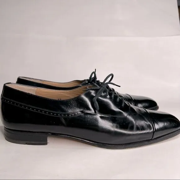 Bally Nino Black Leather cap toe Oxford dress shoes