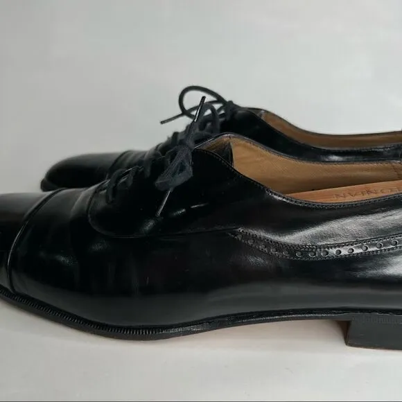 Bally Nino Black Leather cap toe Oxford dress shoes