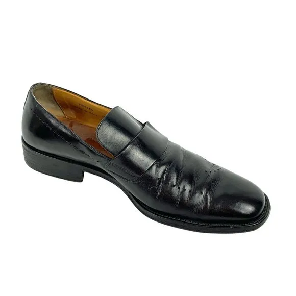 BALLY Toriel Black Leather Brogue Strap Slip on‎ Dress Shoes