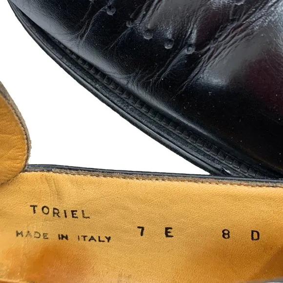 BALLY Toriel Black Leather Brogue Strap Slip on‎ Dress Shoes