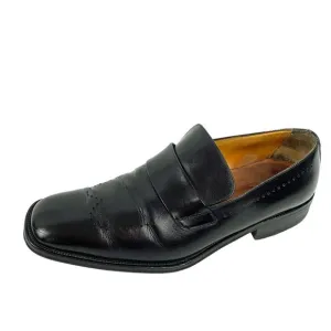 BALLY Toriel Black Leather Brogue Strap Slip on‎ Dress Shoes
