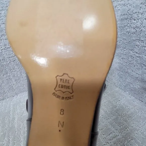 Bally Women's Size 8N US Brown Leather Block Hells Slip on Dress Shoes Italy