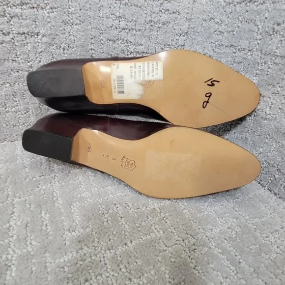 Bally Women's Size 8N US Brown Leather Block Hells Slip on Dress Shoes Italy