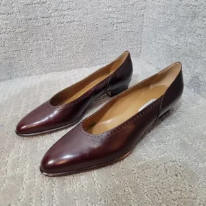 Bally Women's Size 8N US Brown Leather Block Hells Slip on Dress Shoes Italy
