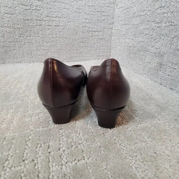 Bally Women's Size 8N US Brown Leather Block Hells Slip on Dress Shoes Italy