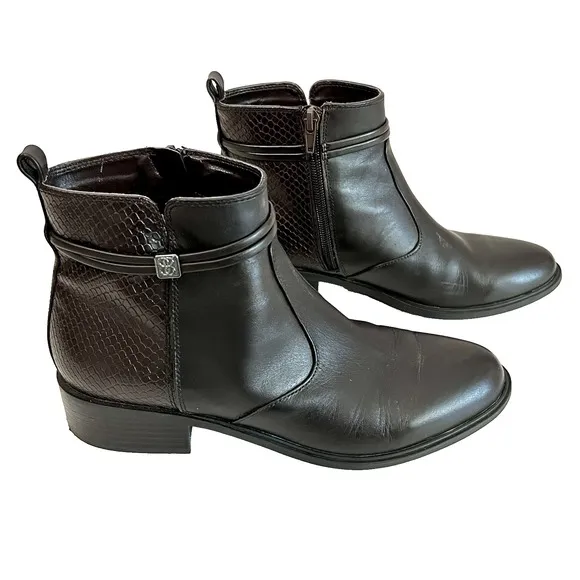 Bandolino Womens Brown Leather Danny Ankle Boots Size 7.5 EUC