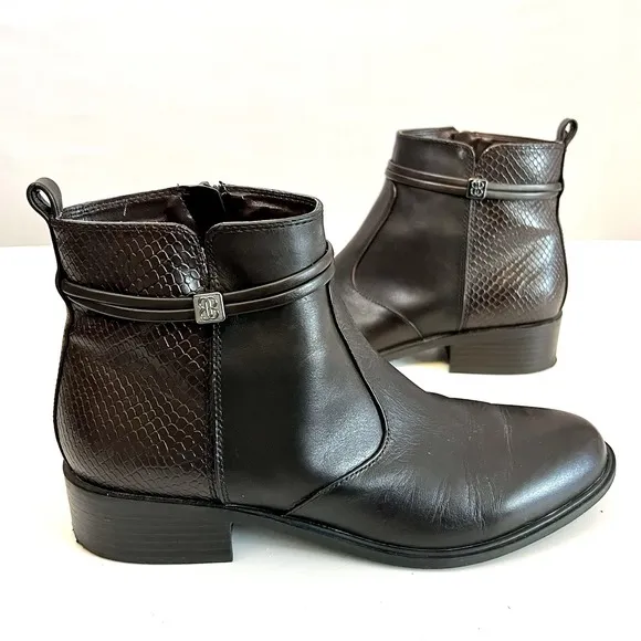 Bandolino Womens Brown Leather Danny Ankle Boots Size 7.5 EUC