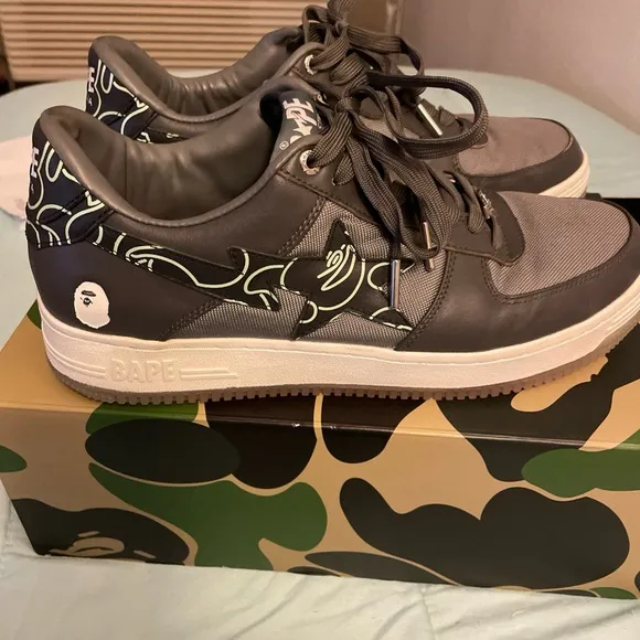 Bape Gray Sneakers for Casual Style