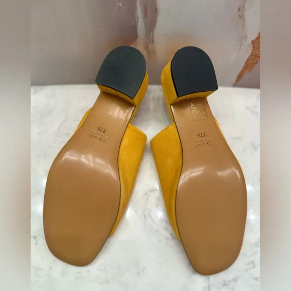 Barney’s New York Vero Cuoio Suede Mule Shoes Sandals Yellow Women’s Sz 7 Italy