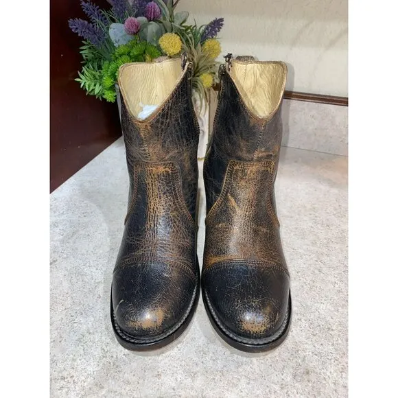 Bed Stu Gentry Vintage-Style Leather Ankle Boots Size 7.5